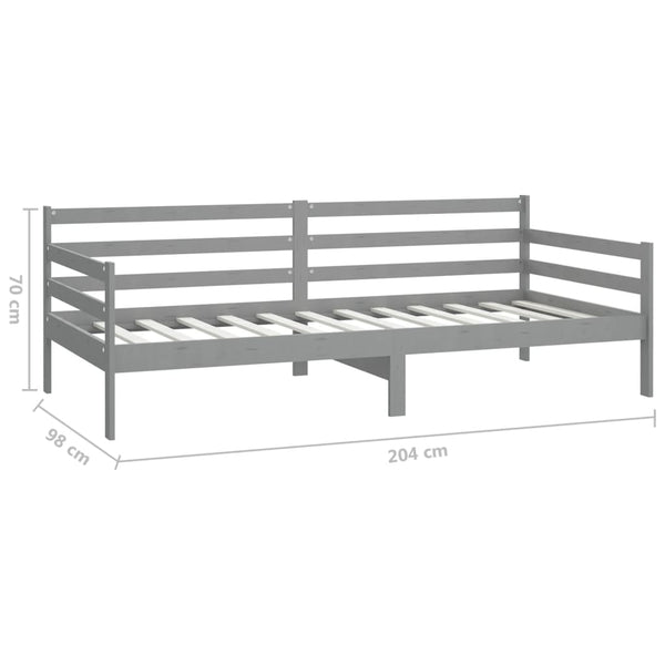 vidaXL Day Bed with Mattress 90x200 cm Grey Solid Pine Wood