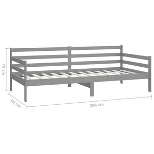 vidaXL Day Bed with Mattress 90x200 cm Grey Solid Pine Wood