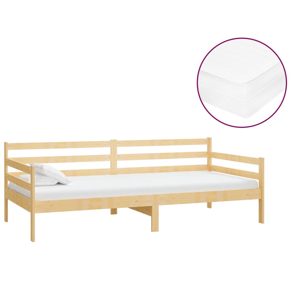 vidaXL Day Bed with Mattress 90x200 cm Solid Pine Wood