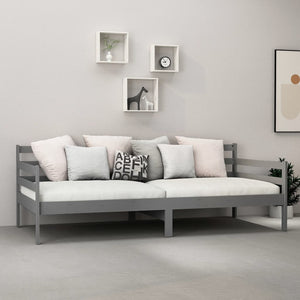 vidaXL Day Bed with Mattress 90x200 cm Grey Solid Pine Wood