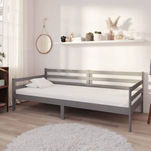 vidaXL Day Bed with Mattress 90x200 cm Grey Solid Pine Wood