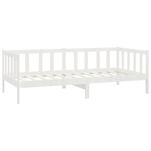 vidaXL Day Bed with Mattress 90x200 cm White Solid Pine Wood
