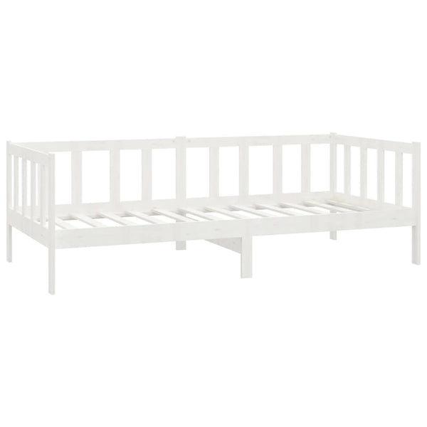 vidaXL Day Bed with Mattress 90x200 cm White Solid Pine Wood