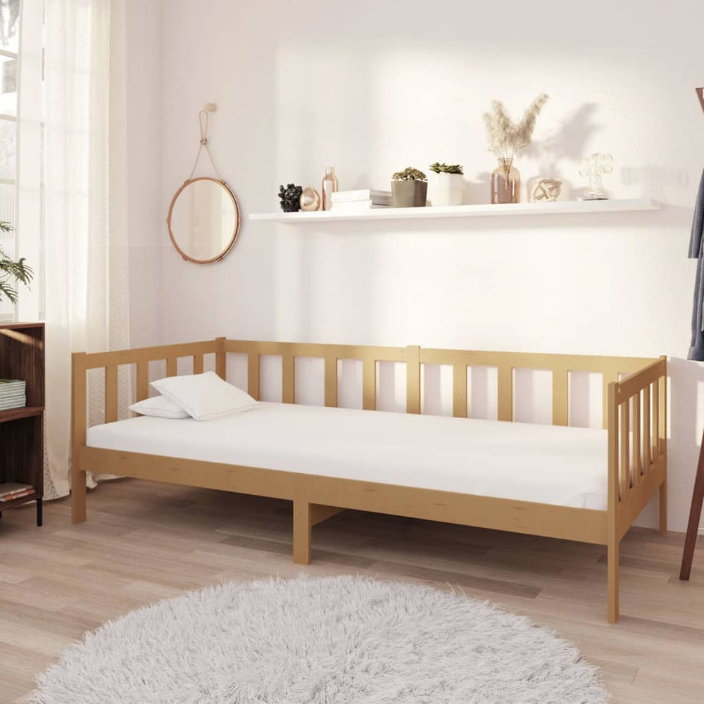 vidaXL Day Bed with Mattress 90x200 cm Honey Brown Solid Pine Wood