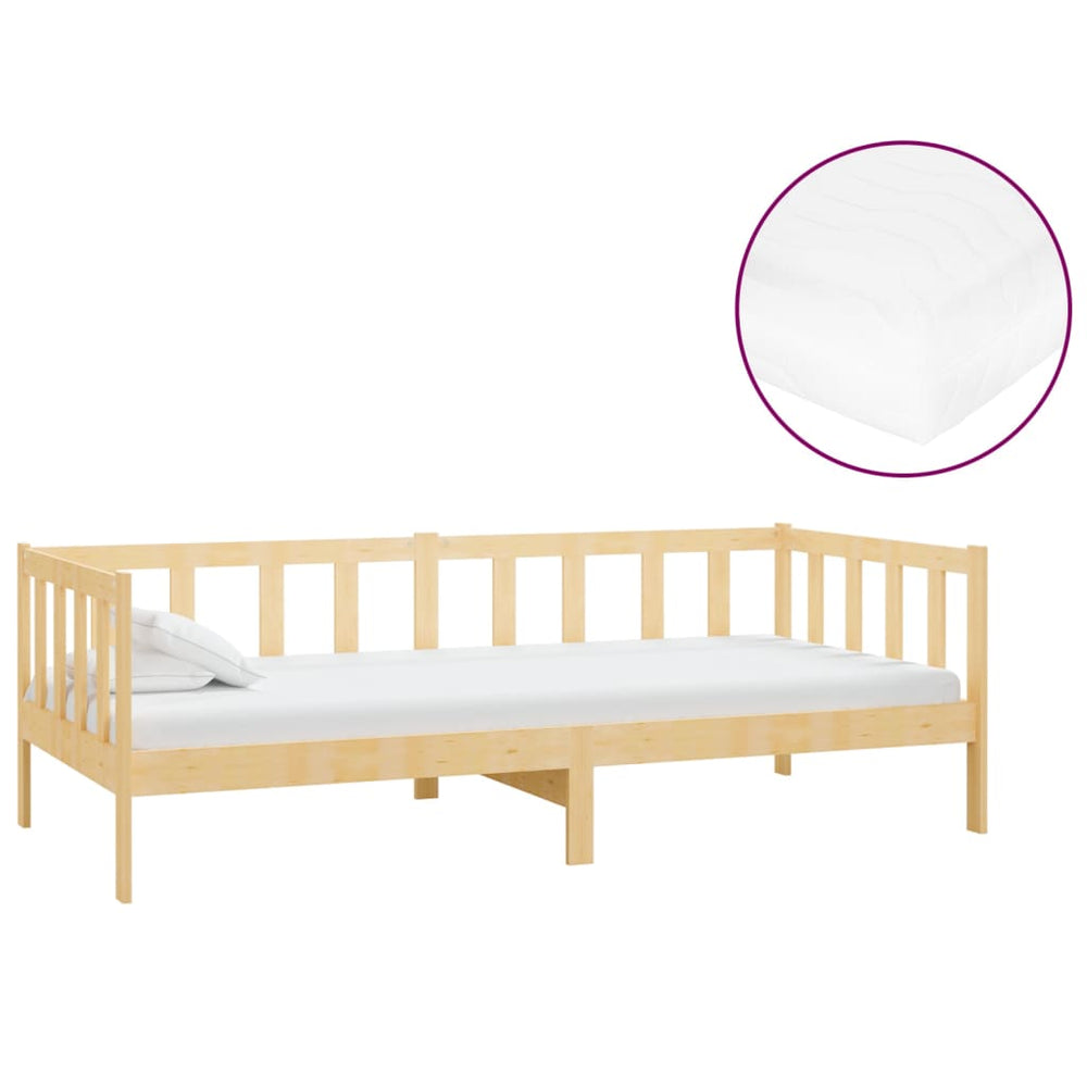 vidaXL Day Bed with Mattress 90x200 cm Solid Pine Wood