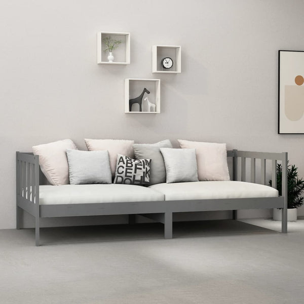 vidaXL Day Bed with Mattress 90x200 cm Grey Solid Pine Wood