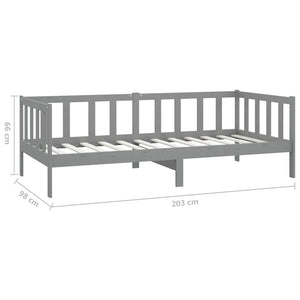 vidaXL Day Bed with Mattress 90x200 cm Grey Solid Pine Wood