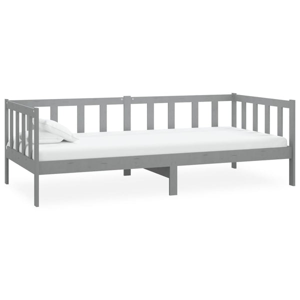 vidaXL Day Bed with Mattress 90x200 cm Grey Solid Pine Wood
