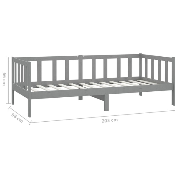 vidaXL Day Bed with Mattress 90x200 cm Grey Solid Pine Wood