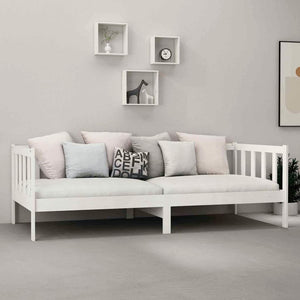 vidaXL Day Bed with Mattress 90x200 cm White Solid Pine Wood