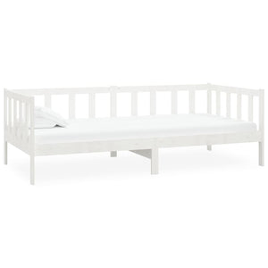 vidaXL Day Bed with Mattress 90x200 cm White Solid Pine Wood