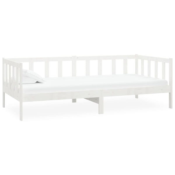 vidaXL Day Bed with Mattress 90x200 cm White Solid Pine Wood