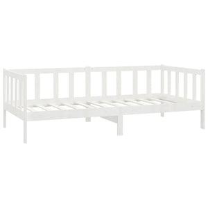 vidaXL Day Bed with Mattress 90x200 cm White Solid Pine Wood