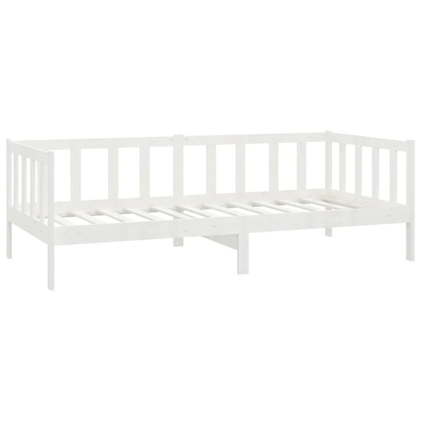 vidaXL Day Bed with Mattress 90x200 cm White Solid Pine Wood