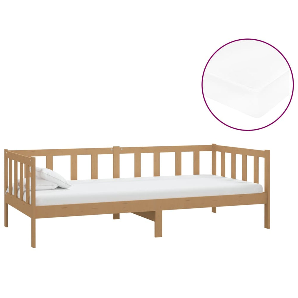 vidaXL Day Bed with Mattress 90x200 cm Honey Brown Solid Pine Wood