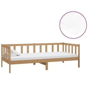 vidaXL Day Bed with Mattress 90x200 cm Honey Brown Solid Pine Wood