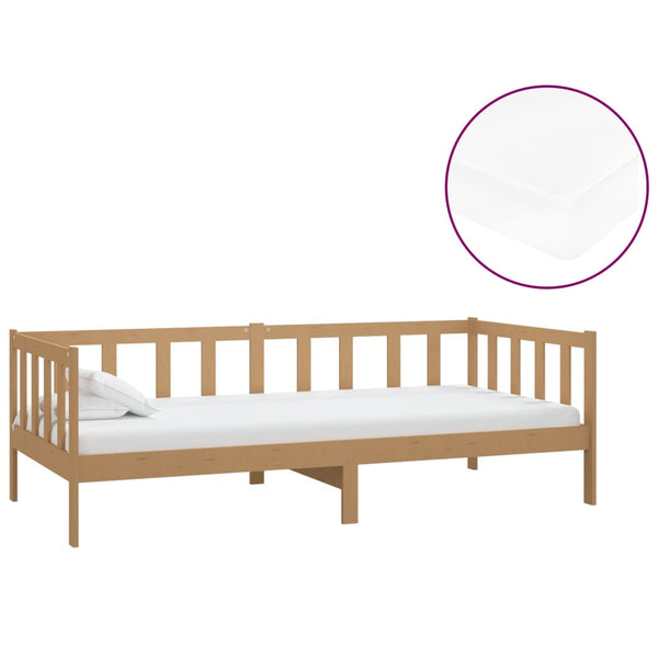 vidaXL Day Bed with Mattress 90x200 cm Honey Brown Solid Pine Wood