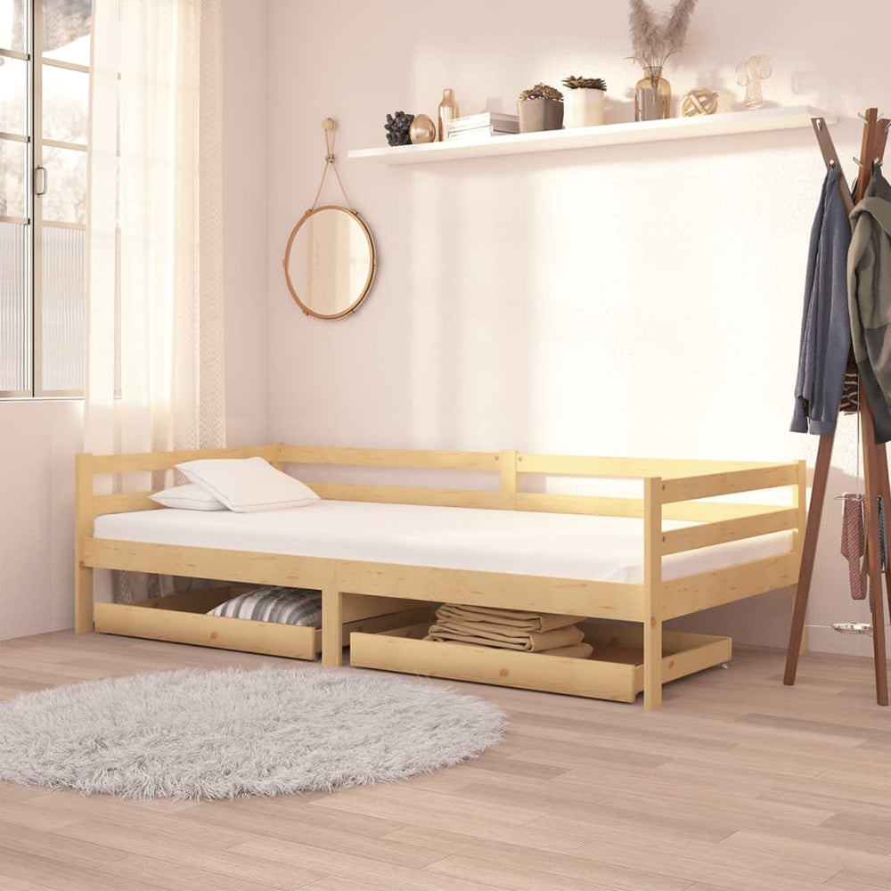 vidaXL Day Bed with Drawers 90x200 cm Solid Pine
