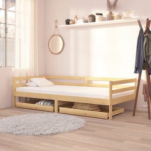 vidaXL Day Bed with Drawers 90x200 cm Solid Pine