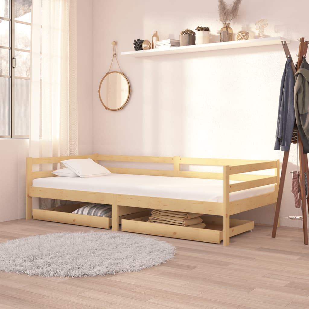 vidaXL Day Bed with Drawers 90x200 cm Solid Pine