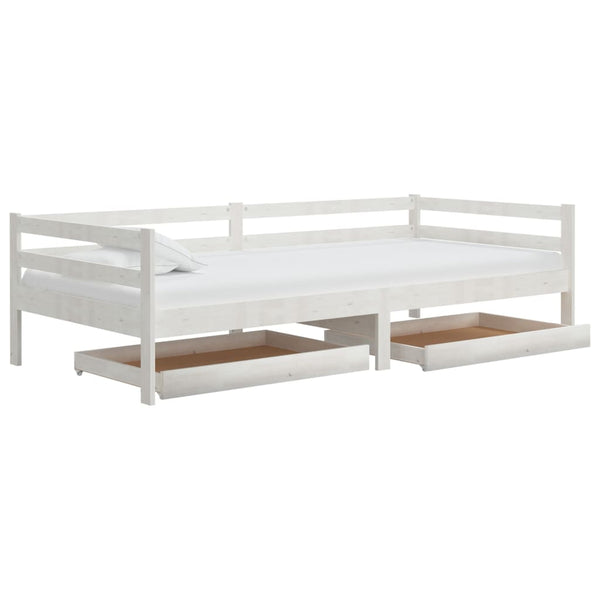 vidaXL Day Bed with Drawers White 90x200 cm Solid Pine Wood