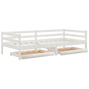 vidaXL Day Bed with Drawers White 90x200 cm Solid Pine Wood
