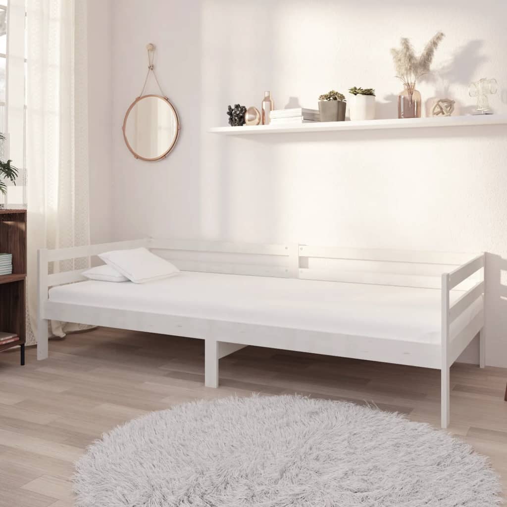 vidaXL Day Bed with Drawers White 90x200 cm Solid Pine Wood