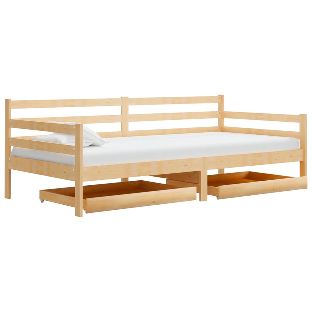 vidaXL Day Bed with Drawers 90x200 cm Solid Pine