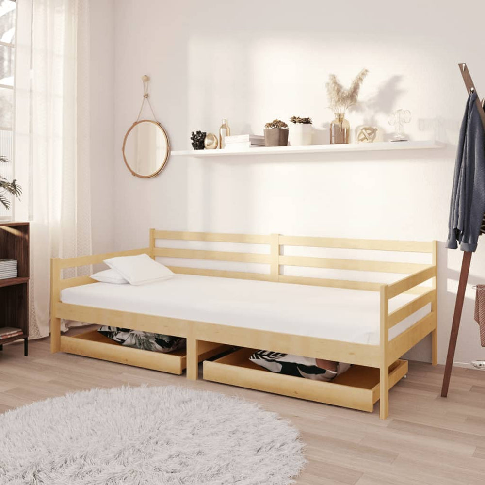 vidaXL Day Bed with Drawers 90x200 cm Solid Pine