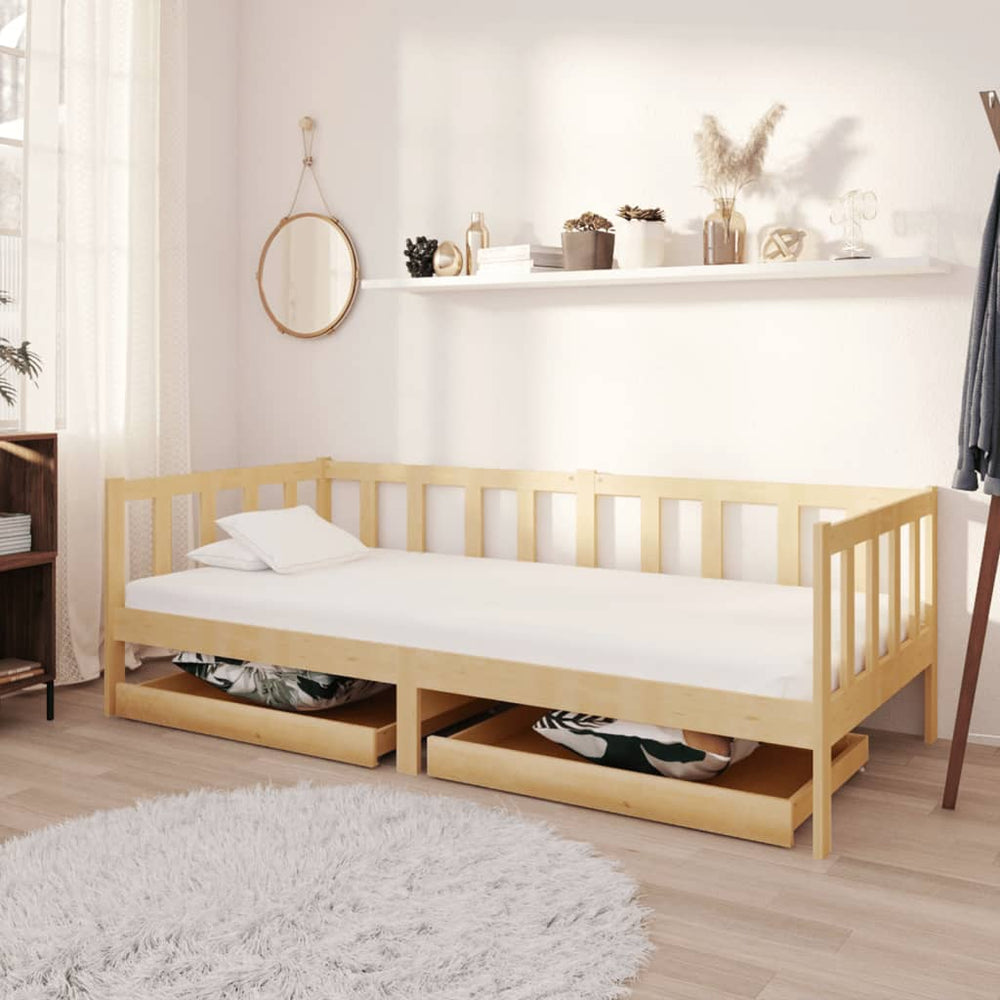 vidaXL Day Bed with Drawers 90x200 cm Solid Pine
