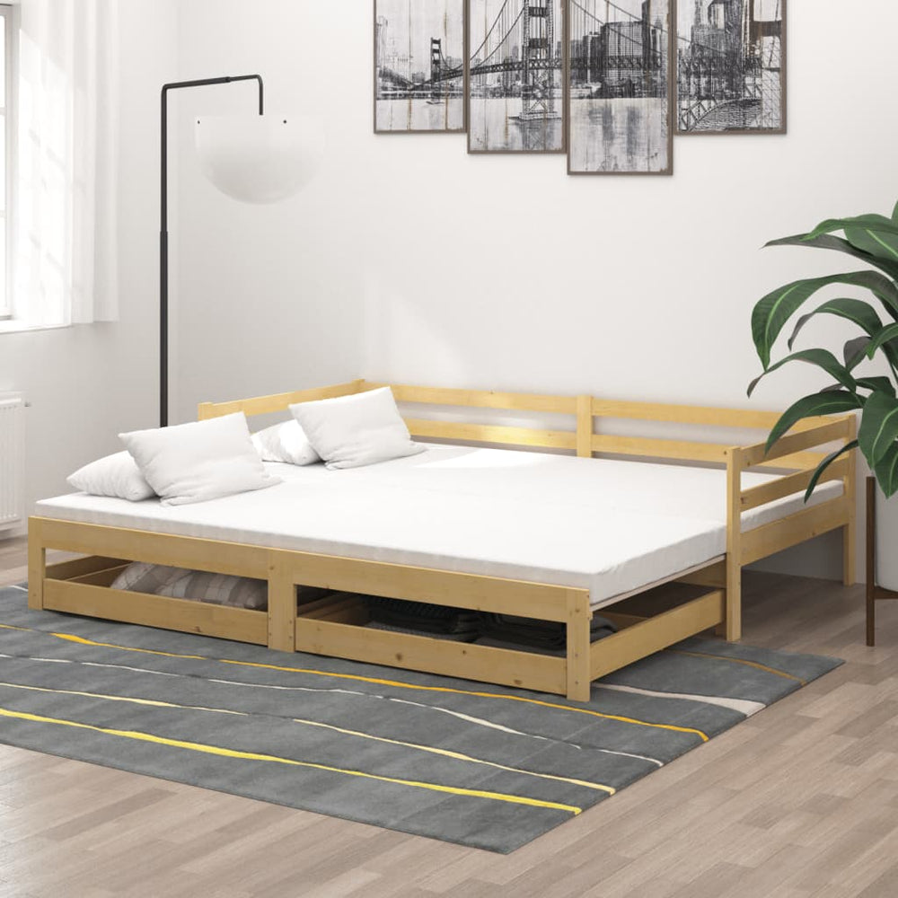 vidaXL Extendable Day Bed 2x(90x200) cm Solid Pine Wood