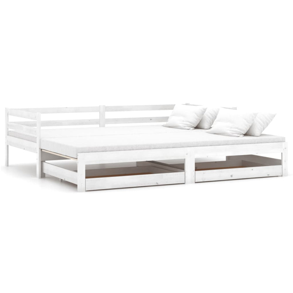 vidaXL Extendable Day Bed 2x(90x200) cm White Solid Pine Wood