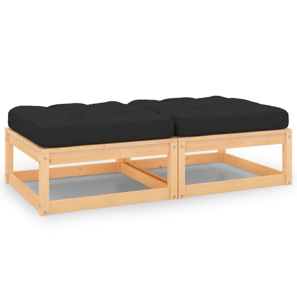 vidaXL Garden Footstools with Cushions 2 pcs. Solid Pine Wood