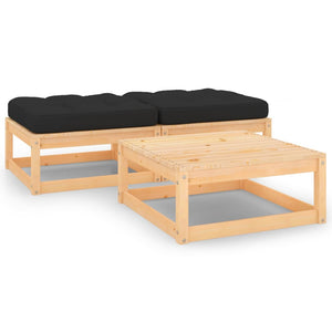 vidaXL 3-Piece Garden Lounge Set with Cushions Solid Pine Wood