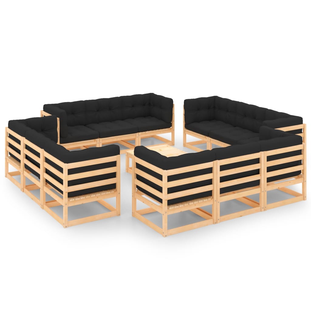 vidaXL 13-Piece Garden Lounge Set with Cushions Solid Pine Wood