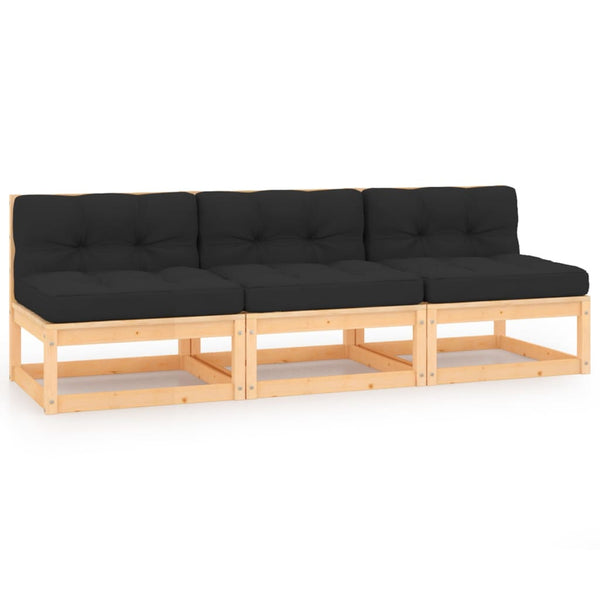 vidaXL 3-Piece Garden Lounge Set with Cushions Solid Pine Wood