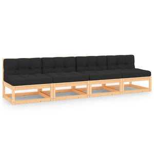 vidaXL 4-Piece Garden Lounge Set with Cushions Solid Pine Wood