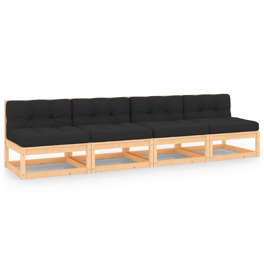 vidaXL 4-Piece Garden Lounge Set with Cushions Solid Pine Wood