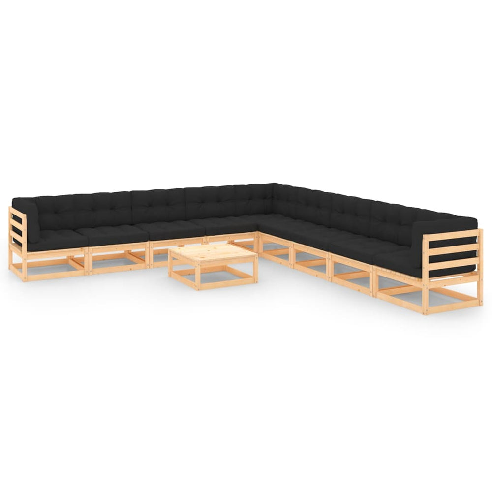 vidaXL 10-piece Garden Lounge Set with Cushions Solid Pine Wood