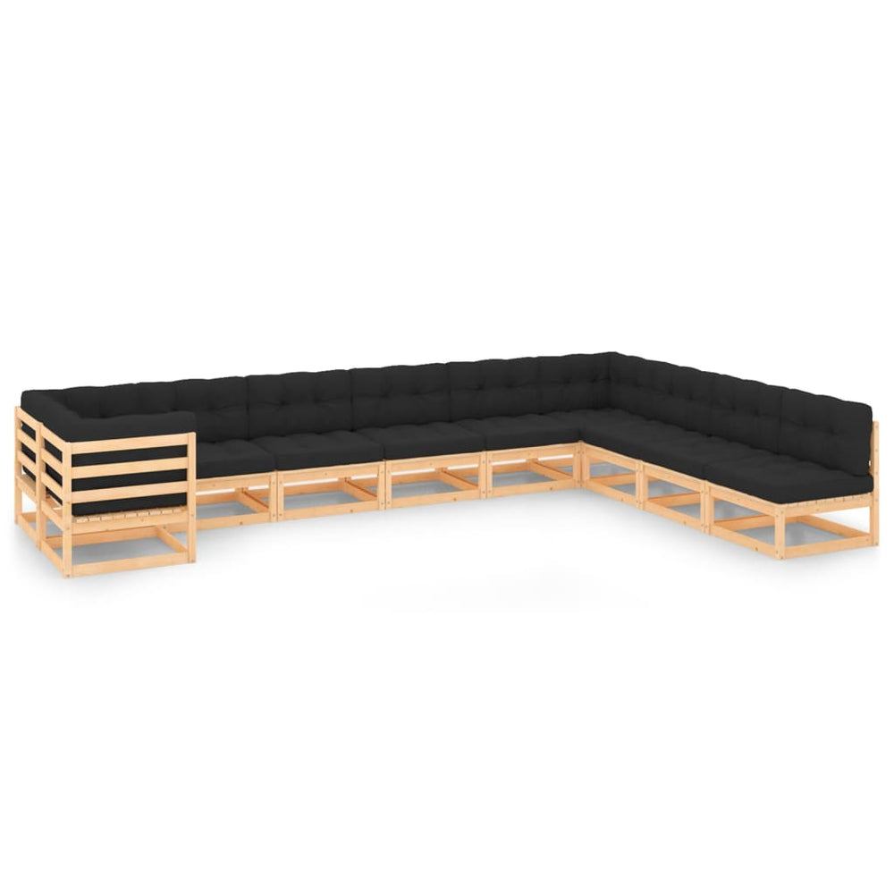 vidaXL 10-piece Garden Lounge Set with Cushions Solid Pine Wood