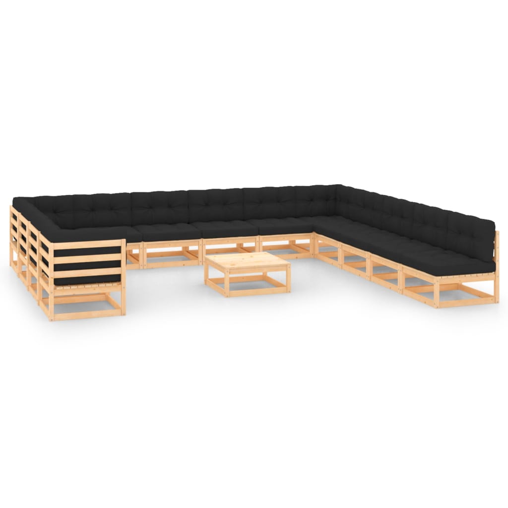 vidaXL 14-piece Garden Lounge Set with Cushions Solid Pine Wood