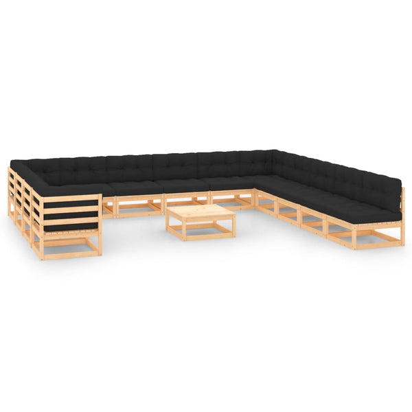 vidaXL 14-piece Garden Lounge Set with Cushions Solid Pine Wood