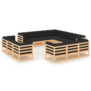 vidaXL 13-Piece Garden Lounge Set with Cushions Solid Pine Wood