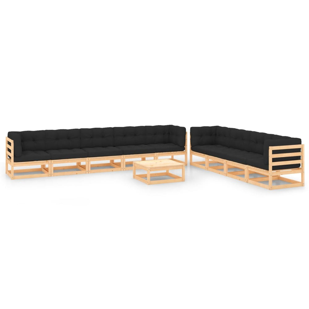 vidaXL 10-piece Garden Lounge Set with Cushions Solid Pine Wood