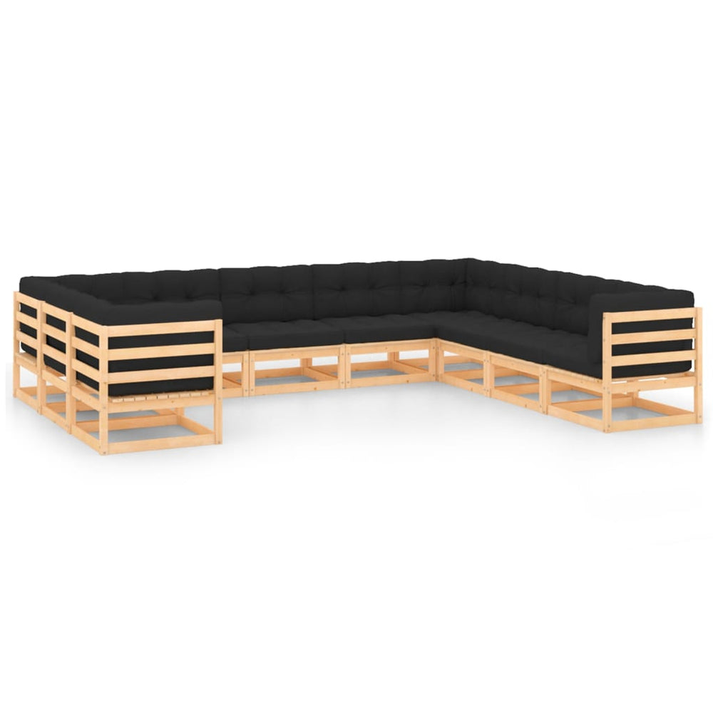 vidaXL 10-piece Garden Lounge Set with Cushions Solid Pine Wood