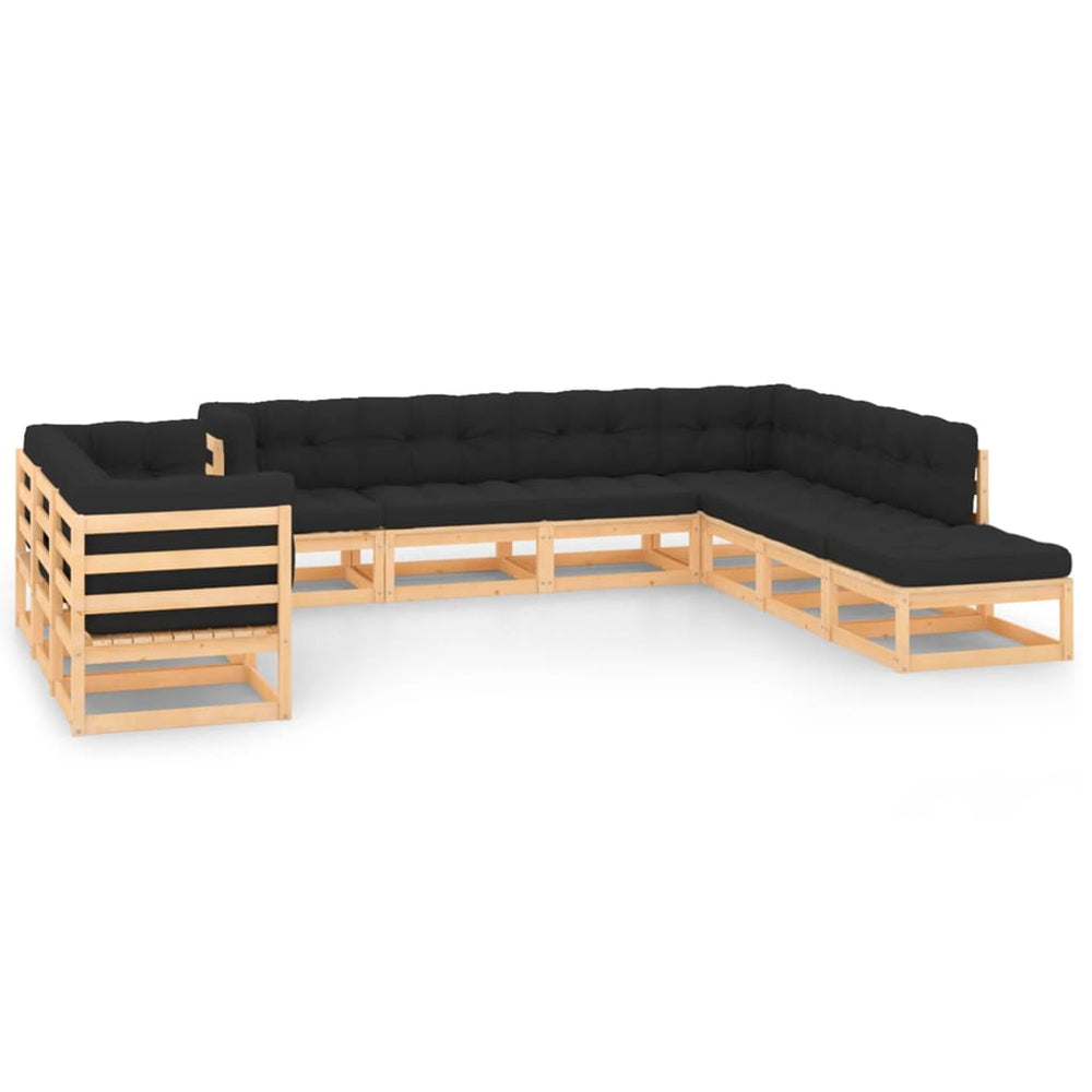 vidaXL 10-piece Garden Lounge Set with Cushions Solid Pine Wood
