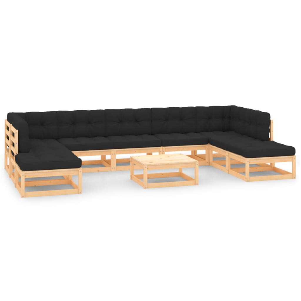 vidaXL 10-piece Garden Lounge Set with Cushions Solid Pine Wood