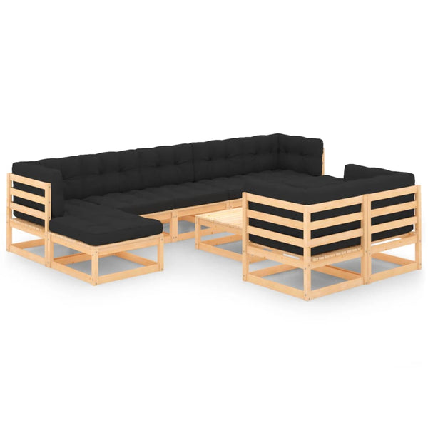 vidaXL 10-piece Garden Lounge Set with Cushions Solid Pine Wood