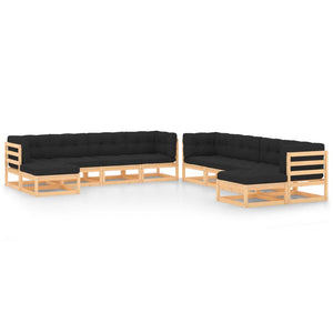 vidaXL 10-piece Garden Lounge Set with Cushions Solid Pine Wood