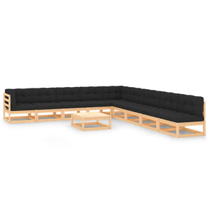 vidaXL 10-piece Garden Lounge Set with Cushions Solid Pine Wood